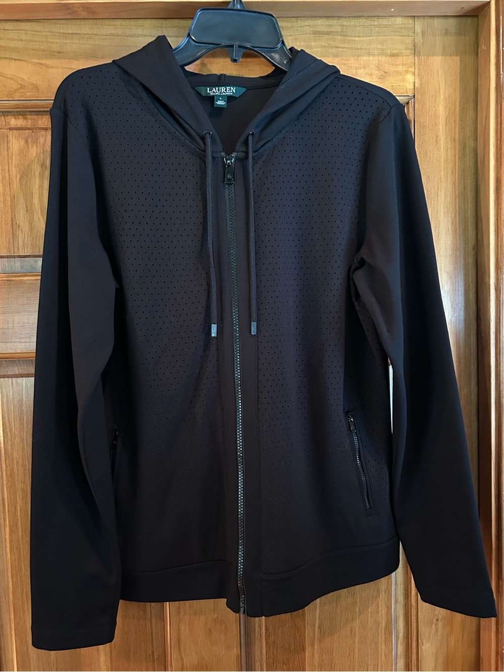 NWOT Lauren Ralph Lauren Black Performance Hooded Zip-Up Jacket